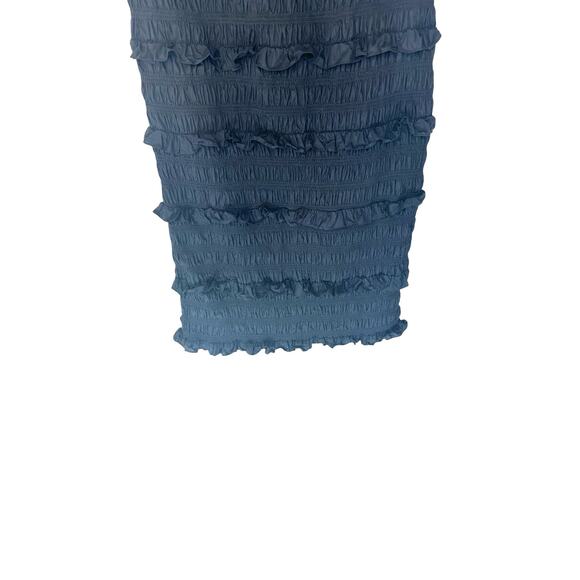 CLEOBELLA Black Poplin Ruffle Strapless Halter Elodie Midi Dress Size Large - Picture 6 of 11